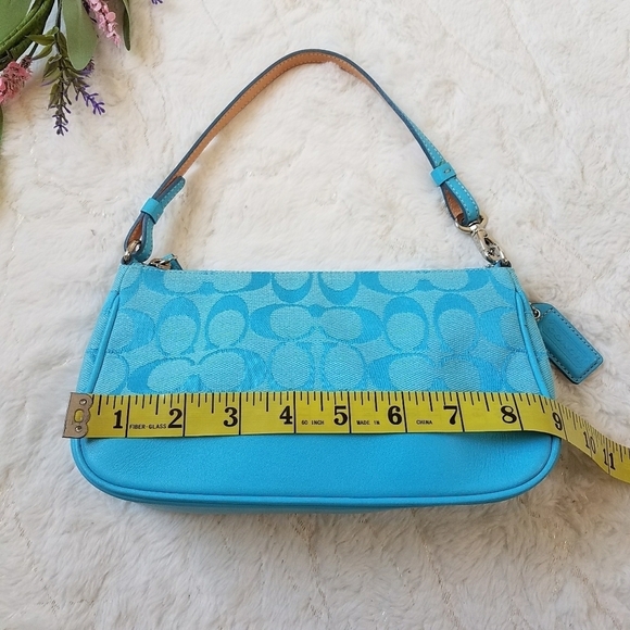 Coach Y2K 90's Turquoise Signature C Demi Shoulder Bag w/Dustbag - Picture 3 of 16
